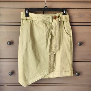 Anthropologie Pilcro and the Letterpress Wrap Khaki Chino Skirt Size 0